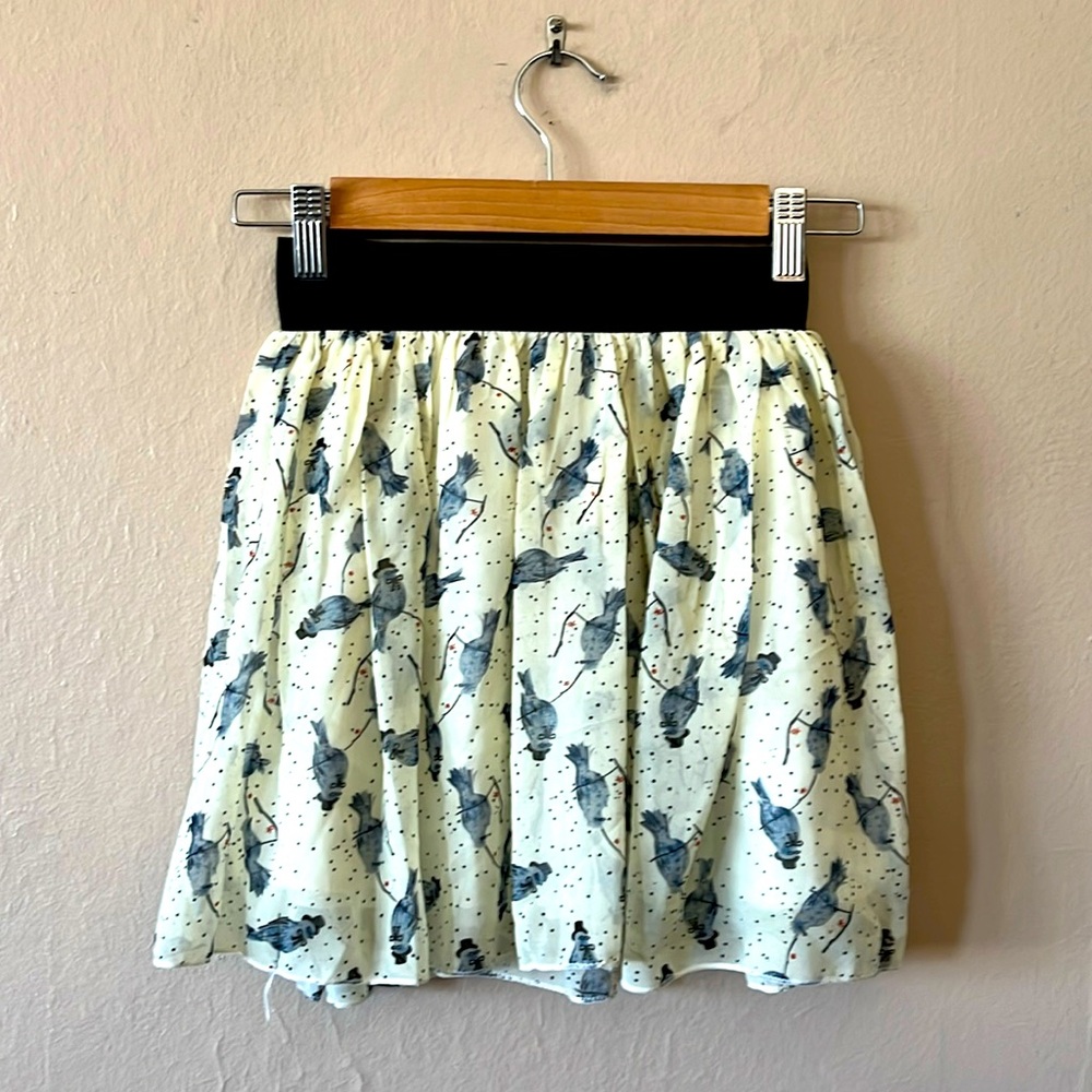 Cute Bird Print Mini Skirt XXSP